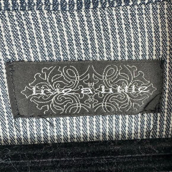 Live A Little Blue White Pinstriped Full Zip Collared Jacket Pockets Size S - Picture 8 of 8